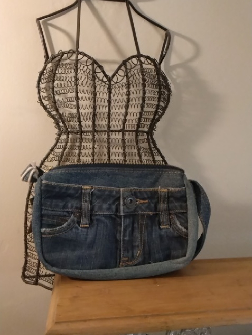 Wrangler Denim Shoulder Bag in Blue with Jean Pocket Detail
